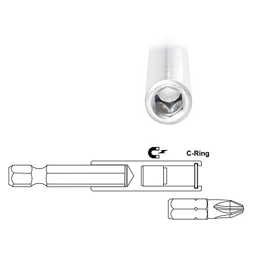 K405 Magnetic Bit Holder with Retaining Ring, 2, 4, 6-inch Extensions, 3-Piece - style: Extension