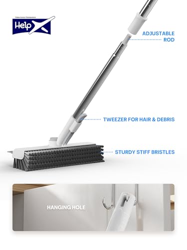3 in 1 Floor Scrub Brush with Long Handle, Multi-Angle Swivel Head - color: White