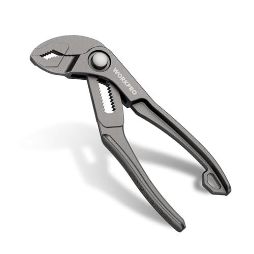 WORKPRO Mini Water Pump Pliers, 4-Inch Groove Joint Pliers for Tight Spaces - color: Grey