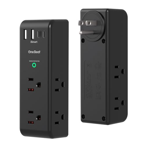 2 Pack Surge Protector Outlet Extender, Rotating Plug USB Wall Outlet,Black - color: Black, size: 2C2A, 2 Pack