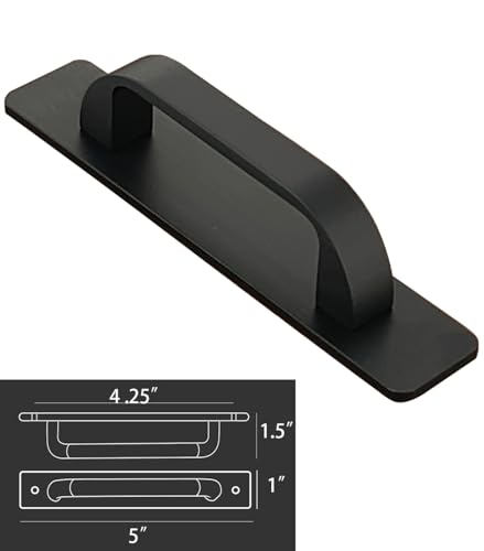 2 Pack 4 1/4 Inch 108 mm Self-Adhesive Flat Black Cabinet Handles Aluminum Cabinet Pulls Drawer Pulls - color: FlatBlack 3M, size: 4 1/4 Inch