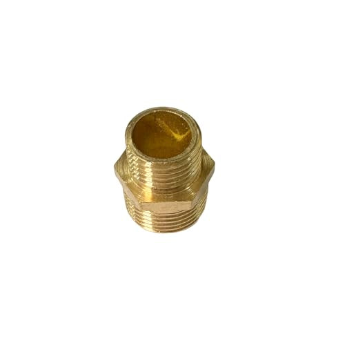 3/8" x 1/4" Male Threaded Hex Nipple Reducer Brass NPT Pipe Fitting Adapter Straight Connectors Pack of 5 - size: 3/8" x 1/4" -5 Pack