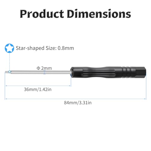 12 Pcs 0.8mm Pentalobe P2 Precision Driver, 2mm Magnetic Tip, 84mm - size: 0.8 Star-shaped1