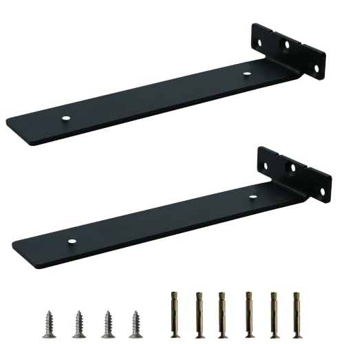 10 Inch Heavy Duty Floating Shelf Brackets 2 Pack Black Shelf Supports - size: 2 Pack