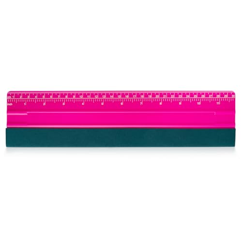 FOSHIO Professional Squeegee for Vinyl, Decals, Sticker Paper, Wallpaper, Window Film, Craft, Suede Felt Squeegee Smoothing Tool with Ruler, Pink (12 inches) - size: 12 inches