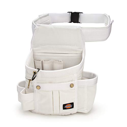 Dickies 8-Pocket Padded Tool Belt/Utility Pouch for Painters, Carpenters, and Builders, Adjustable 3-Inch Belt, Durable Canvas Construction, White - color: White