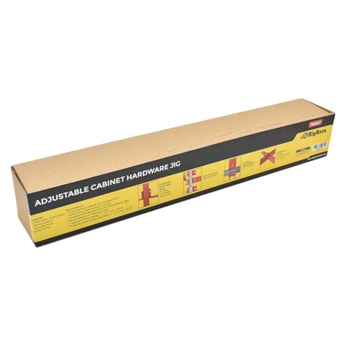 Big Horn 19607 Adjustable Cabinet Hardware Jig – Precision Drilling Guide for Cabinet Handles and Knobs – Adjustable Ruler with Drill Bushings – Install Pulls and Hardware on Doors and Drawers