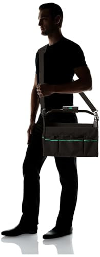 Amazon Basics Tool Bag Organizer with LED Light, 30 Pockets, Adjustable Shoulder Straps, Portable, Black - size: Tool Tote