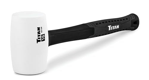 Titan 63106 16oz White Rubber Mallet, Non-marking Double-faced Solid Head, 13" Shock Absorbing Fiberglass Handle with Textured Grip - style: 16oz White