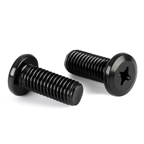M6-1.0 x 20mm Flat Round Head Machine Screw, Furniture Bolts Countersunk Connector Screws, Stainless Steel 18-8 (304), Black Finish, Fully Threaded, 25 PCS - size: M6-1.0 x 20mm