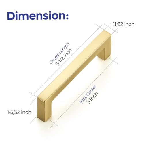 Ravinte Brushed Gold Cabinet Handles Solid Cabinet Pulls, 3 Inch CC, 5 Pack | Zinc Alloy, Slim Square Bar Grip, Smooth Drawer Pull Feel, Kitchen Cabinet Update, For Cupboards, Dressers, Drawers, Hardware - color: Brushed Gold, size: Flat Black 3'' Hole Ce