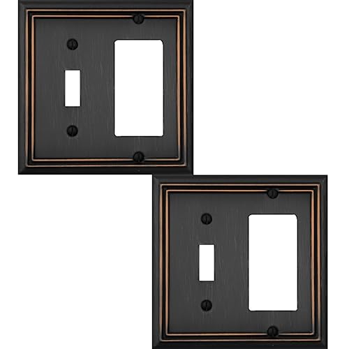 OKAWYC Toggle/Decorator Light Switch Cover Adler Metal Wall Plate, 2-Pack Aged Bronze 2 Gang, for Receptacle Dimmer Switch GFCI Outlet, Switch Cover Decorative Wallplate, Durable - style: Toggle/Decorator 2PK