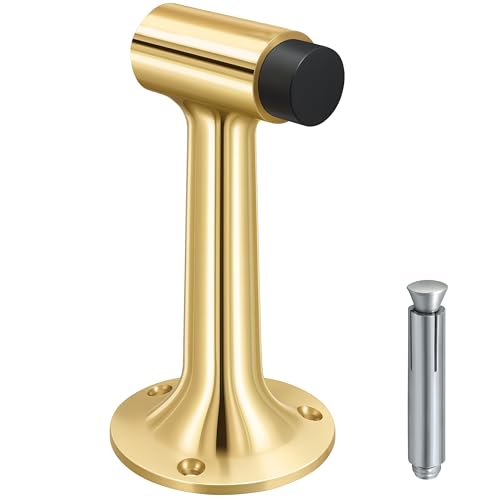 Heavy Duty 6″ Door Stop, Solid Brass Commercial Grade, Floor Mount Stopper (Polished Brass) - color: Polished Brass