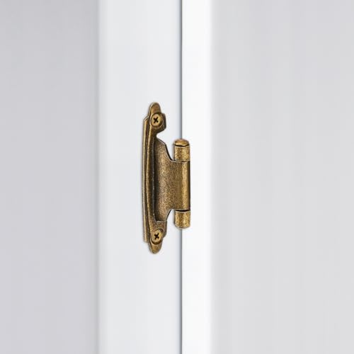 Antique Brass Cabinet Hinges, 1/2 Inch Overlay, 10 Pack(5 Pairs) | Self-Closing Design, Semi-Concealed Face Frame Fit, Surface Mount, For Kitchen Doors, Cabinets, Hardware Updates - color: Antique Brass