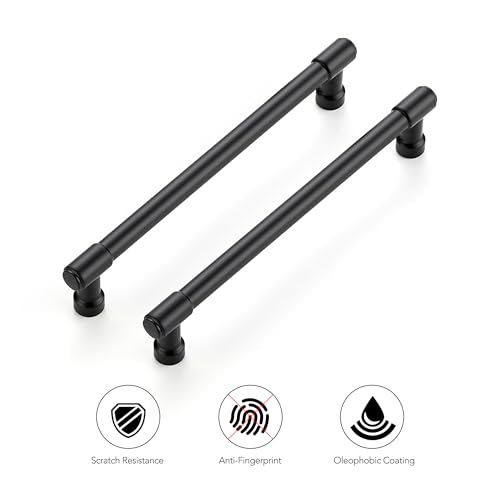 Ravinte Matte Black Kitchen Pulls Cabinet Handles 6-1/4 Inch 5 Pack - color: Matte Black, size: 6-1/4 Inches Hole Center