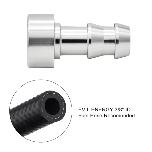 EVIL ENERGY 3/8" Weld On Hose Barb Tail Nipple On Bung Fitting Adapter Natural Aluminum 2PCS - size: 3/8 barb