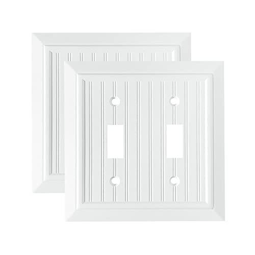 Pure White Classic Beadboard Wall Plates,Light Switch Covers,Electrical Outlet Covers, Switch Plates of Various Combination, Nature Bamboo Fiber Wall plate (2 Gang Toggle 2 Pack) - style: 2 Gang Toggle 2 Pack