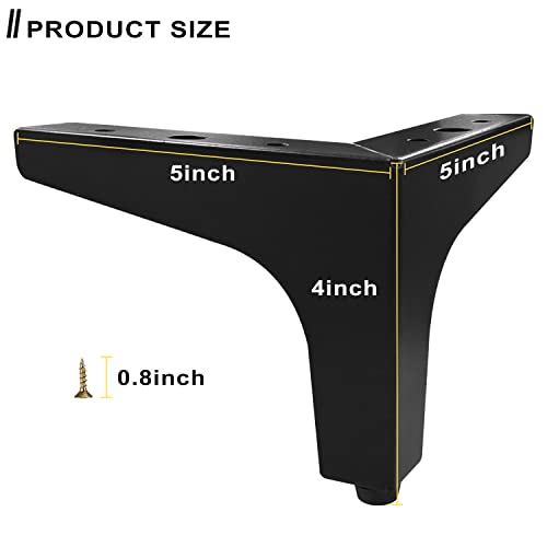 AODIOU Furniture Legs Metal Feet: Cabinet Legs 4 Inch Triangle Feet Replacement Dresser Legs Set of 4 - color: Black, size: 4'' / 10cm(4PCS)