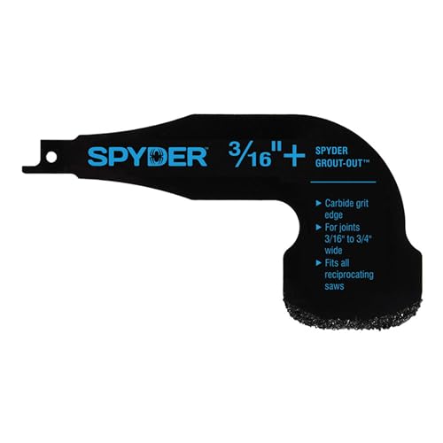 Spyder Grout Remover Tool, Accessory for Reciprocating Saws, for Grout Joints 3/16-3/4" (100264) - size: 3/16 tp 3/4-inch
