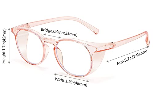 2 Pairs Anti Fog Safety Goggles Protective Glasses Blue Light Blocking Eyeglasses for Men Women - color: Round Pink+blue
