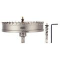 6-1/4" (159mm) Tungsten Carbide Tipped Hole Saw with 2Pcs Titanium-Plated Pilot Drill Bits for Hard Metal,Stainless Steel,Iron,Aluminum Alloy,Wood and Plastic - size: 159mm | 6-1/4"