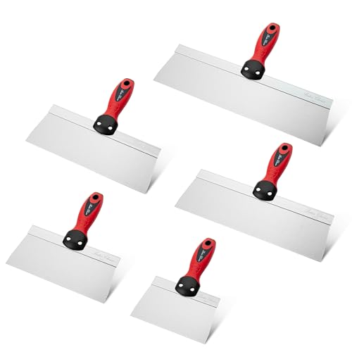 Bates Stainless Steel Putty Knife Set - 5 Pack, 14", 12", 10", 8", 6" Drywall Knives, Scraper Tool