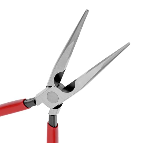 QWORK Long Nose Pliers 8 Inch, Precision Cutting and Gripping Tool for Electricians Mechanics and DIY, Needle Nose Plier for Home and Workshop