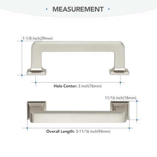 HOME EDIT Brushed Nickel Cabinet Handles Zinc Pulls 3 Inch 5 Pack - color: Brushed Nickel, size: 3 inches Hole Center