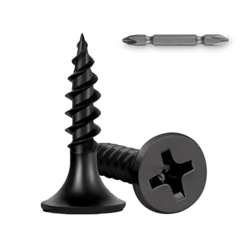 130Pcs Self-Tapping Black Wood Screws with Driver Bit, #6 x 5/8" - size: #6x5/8"