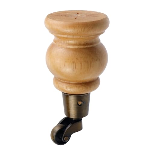 4pcs 6" Wooden Furniture Legs with Furniture Casters, Gourd Shape - color: Wood Color, size: Height: 6"