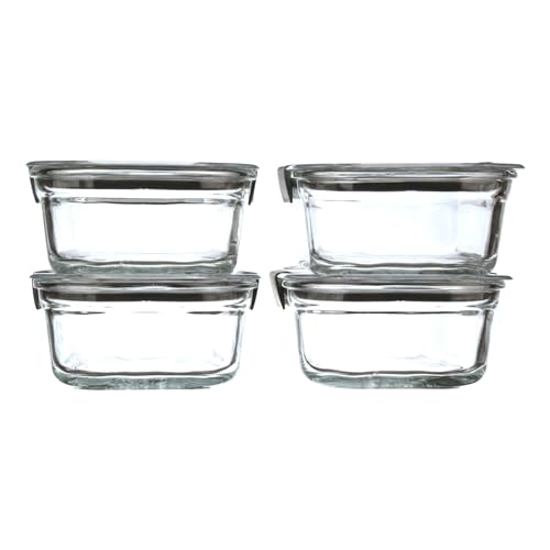 Rubbermaid Brilliance Glass Food Storage Containers, 3.2 Cup, Set of 4, BPA-Free, Leak-Proof, Clear - size: 3.2 Cup (8-Piece)