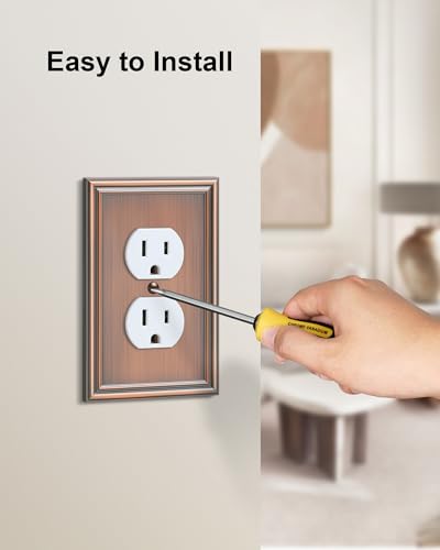 2-Pack Zinc Alloy Single Duplex Outlet Cover Plate, Solid Receptacle Cover - color: Antique Copper, size: 1 Duplex 2PK