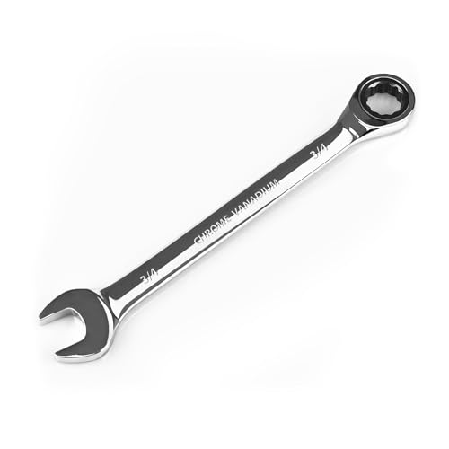 Egofine 3/4 inch Ratcheting Combination Wrench SAE, Industrial Grade Gear Spanner with 12-Point Design, 72-Tooth Ratchet, Chrome Vanadium Steel - size: 3/4"