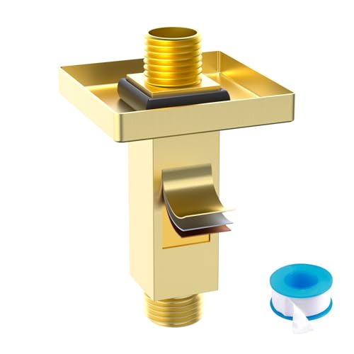 Enga Brass Square Shower Arm with Flange, 3 Inches Ceiling Mount Replacement Rain Shower Head Straight Arm, Brushed Gold - color: Brushed Gold, style: 3 Inch