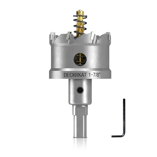 DECKRKAT 1-7/8" TCT Hole Saws for Hard Metal, Heavy Duty 48mm Tungsten Carbide Tipped Hole Cutters Set with Spring-Loaded Pilot Drill Bits for Stainless Steel, Metal, Iron, and Plastic. - size: 1-7/8" (48mm) X 1Pcs
