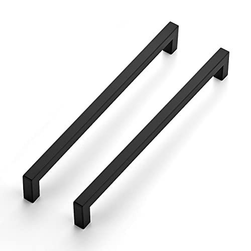 Ravinte Matte Black Cabinet Handles Square Pulls 10 Inch 3 Pack - size: 10-1/2 Inch (10 Inch Hole Center)