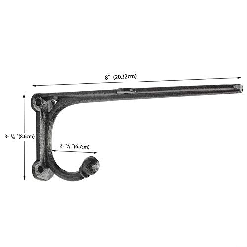 Rustic Floating Shelf Bracket 8 Inch, Cast Iron Shelf Brackets for Wall Shelving, Heavy Duty Shelf Bracket Supports, Decorative Shelves Brackets with Hooks, 4 Pack - size: 4 Pack 8" Bracket