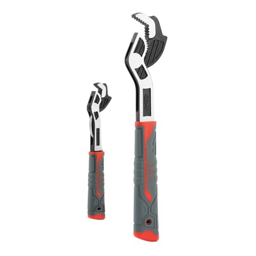 2PCS Adjustable Wrench, 7-15mm,15-35mm Quick Self-Adjusting WrenchSet, Multi-function Auto Size Adjusting 6 Inch & 10 Inch Pipe Wrenches for Car, Bicycle & Plumbing Repairs(black red)