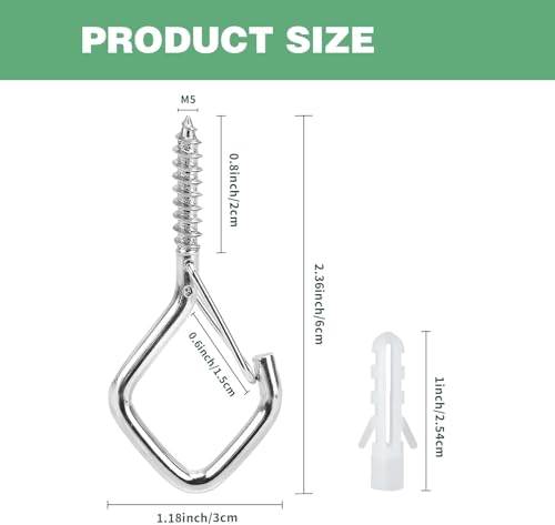 60 Pack 304 Stainless Steel Ceiling Hooks for Plants, Locking Clip - size: 60