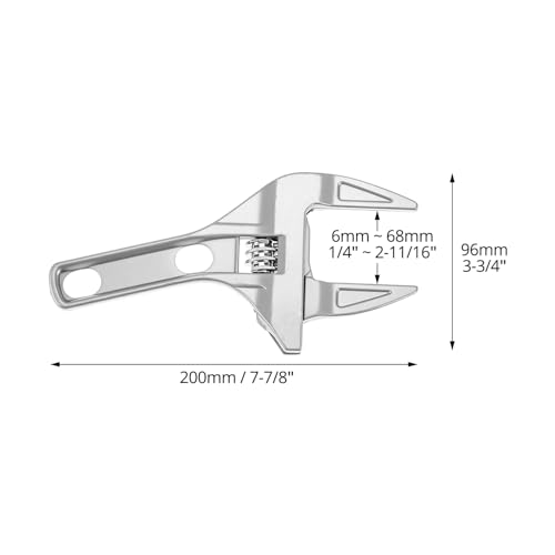 QWORK Adjustable Wrench, 0.24"-2.68" Large Opening Bathroom Spanner, 7.87 Inch Universal Activity Wrench