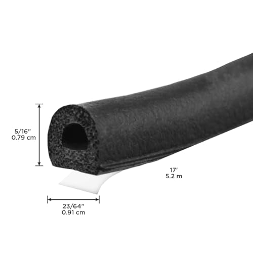 MD Building Rubber Auto & Marine Weatherseal, Black, 17ft | EPDM Rubber Material, Peel-and-Stick Backing, Cut-to-Length Strip, Seals Drafts Moisture Dust Insects - size: 17 Ft.