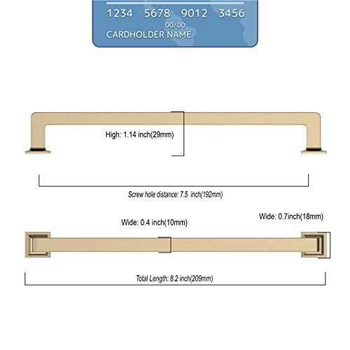 9BUILD 10 Pack 7.5 Inch Brushed Brass Cabinet Pulls,Kitchen Hardware - color: Brushed Brass, size: 7.5"/192MM Hole Center