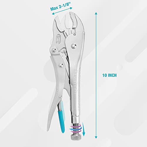 DURATECH 10-Inch Locking Pliers, Premium Cr-V Construction, Curved Jaw Locking Pliers with Wire Cutter, Fit for Clamping Twisting Welding - size: 10-Inch