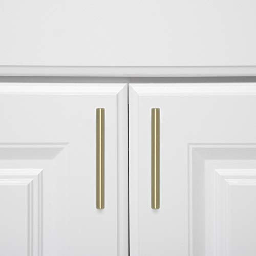 Amazon Basics Euro Bar Cabinet Pulls, Kitchen Drawer Handles, 5.38-inch Length, 3-inch Hole Center, 1/2-inch Diameter, Golden Champagne, 25-Pack - color: Golden Champagne, size: 5.38 in Length (3 in Hole Center)