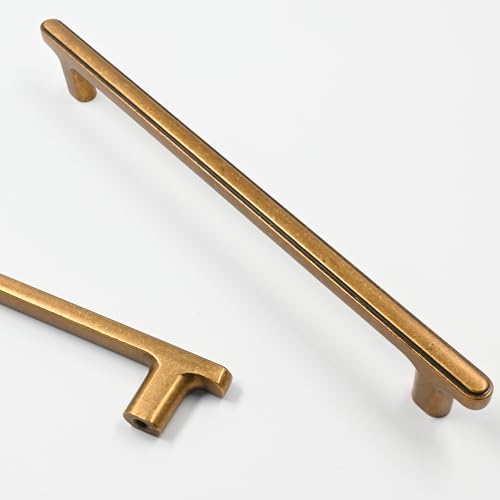 Asidrama 10 Pack 6.3 Inch(160mm) Antique Brass Kitchen Cabinet Handles, Cabinet Pulls Kitchen Cabinet Hardware for Cupboard Drawer Pulls - color: Antique Brass, size: 6.3" Hole Center, style: 10 Pack