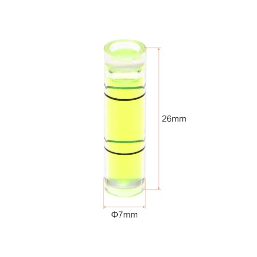 HARFINGTON 10pcs Small Cylindrical Bubble Level Vials 7x26mm PMMA Mini Horizontal Bubble Spirit Level Measuring Layout Tools for RV TV Picture Frame Hanging Tool Leveler - size: 7x26mm