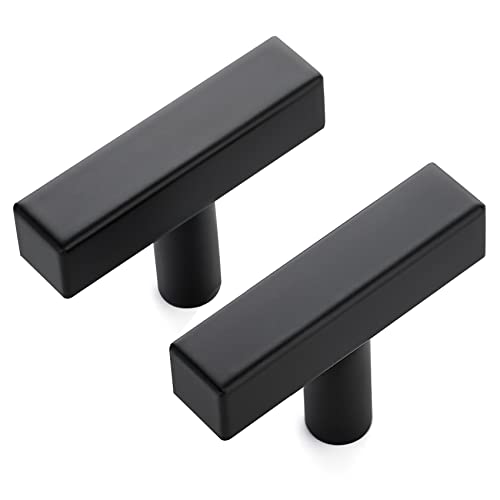 Ravinte 3 Pack Black T Bar Square Cabinet Knobs 2in Cabinet Pulls | Matte Black Finish, Solid Metal, Easy Install, Screws Included, Hardware, Kitchen, Bathroom, Drawers, Cabinets - color: Black, size: 3 Pack, style: Square