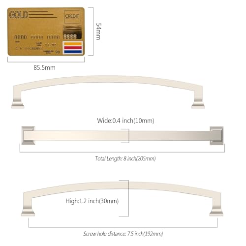 Amerdeco 10 Pack Brushed Satin Nickel Cabinet Pulls 7.5" - color: Brushed Satin Nickel, size: 7.5" hole center
