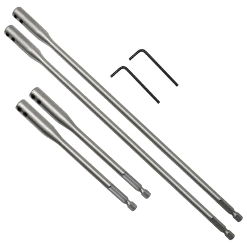 8 Pcs 1/4 Inch Drill Bit Extension Set, 6 and 12 Inch Wood Spade Drill Bit Extender for Enhanced Reach in Drilling Tasks, Suitable for Carpentry and Construction with 4 Pcs Keys
