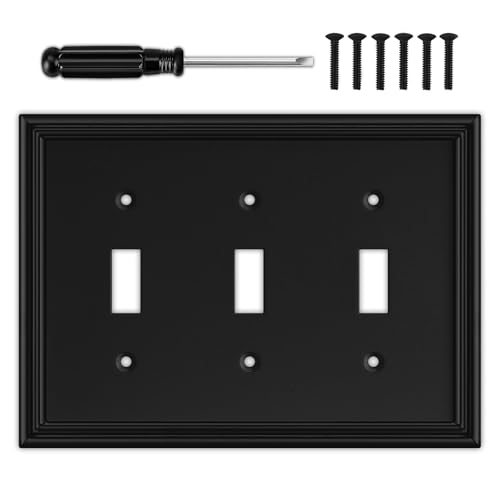 Matte Black Decorative Triple Toggle Light Switch Covers Wall Plate - size: 3 Toggle 1 Pack